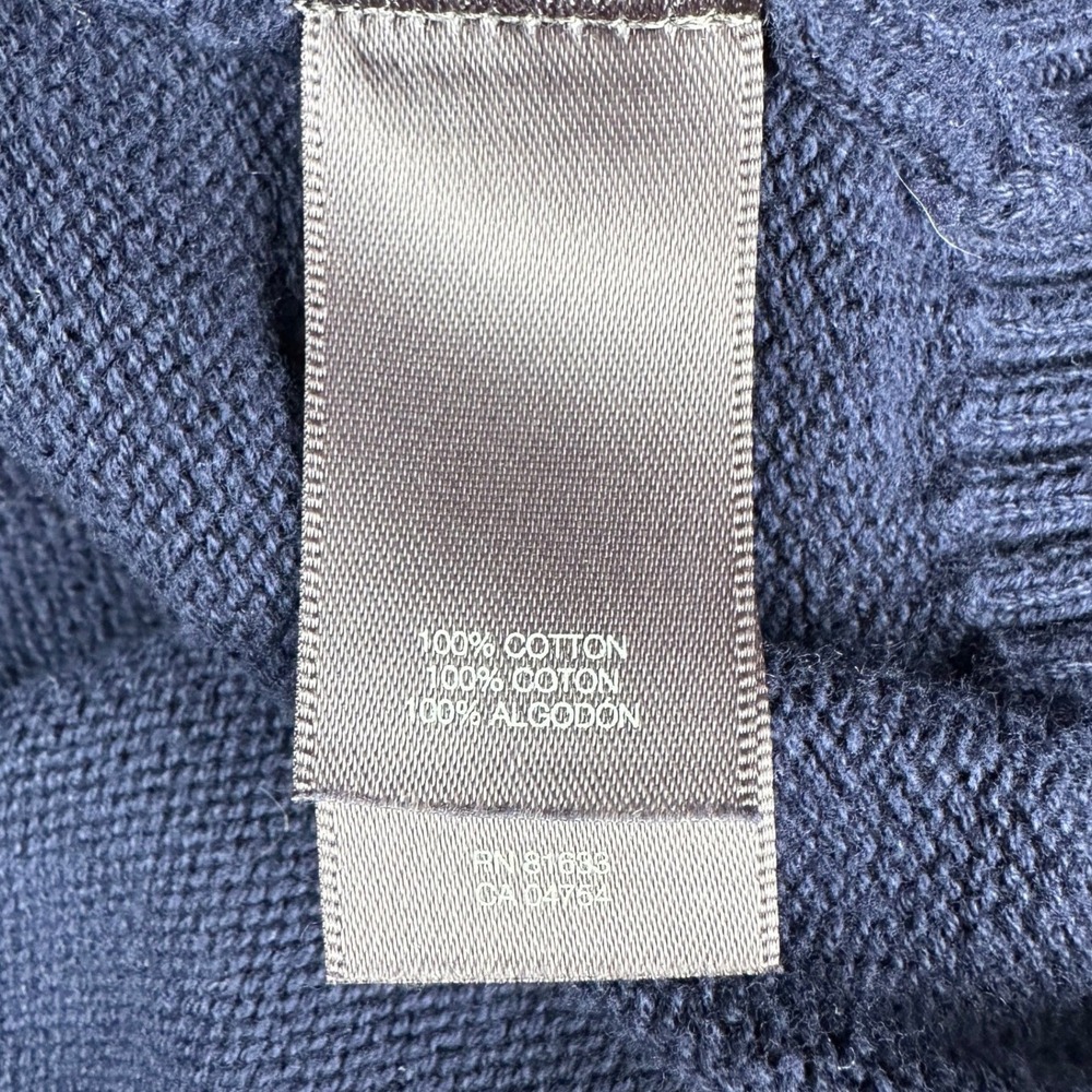 Kenneth Cole Reaction Mens XL Navy Blue Grey Stripe 1/4 Zip Cotton Sweater - Picture 9 of 11